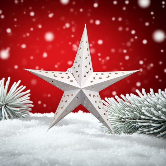 Weihnachtsstern 3D Leuchtstern LED Papierstern 60 cm weiß batteriebetrieben