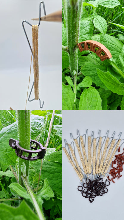 Professional tomato hooks, 15 pieces; cucumber hooks; climbing aid with 5 m of compostable twine each + accessories