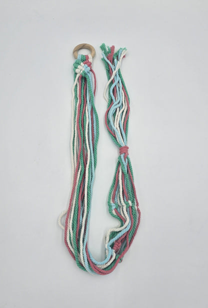 Blumentopfhalter hängend Makramee bunt Pastellfarben Topfhalter Blumenampel