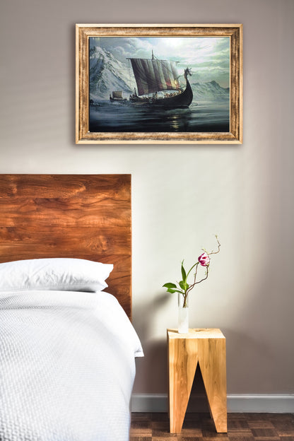 Paint by Numbers for Adults, Dragon Ship, 40x50 cm, DIY Oil Acrylic Canvas Picture Decoration, Viking, 1 Piece