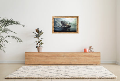 Paint by Numbers for Adults, Dragon Ship, 40x50 cm, DIY Oil Acrylic Canvas Picture Decoration, Viking, 1 Piece