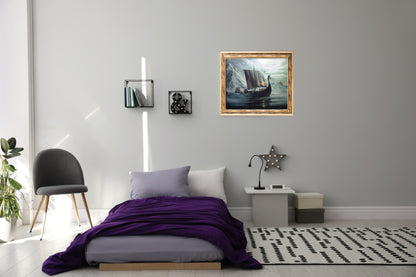 Paint by Numbers for Adults, Dragon Ship, 40x50 cm, DIY Oil Acrylic Canvas Picture Decoration, Viking, 1 Piece