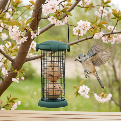 Vogelfutterspender Dunkelgrün Ø 8 x 19 cm Meisenknödelhalter Futterspender