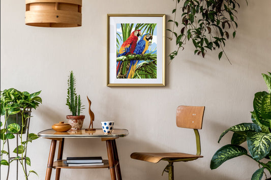 Malen nach Zahlen Erwachsene Papagei 40x50 cm Paint by Numbers DIY Öl Acryl Leinwand Bild Dekoration Ara Paar 1 Stück