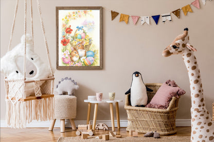 Paint by Numbers for Adults, Easter Basket 40x50 cm, DIY Oil Acrylic Canvas Picture Decoration, Easter Bunny, 1 Piece