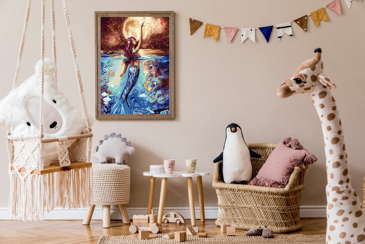 Malen nach Zahlen Erwachsene Meerjungfrau 40x50 cm Paint by Numbers DIY Öl Acryl Leinwand Bild Dekoration Mermaid 1 Stück