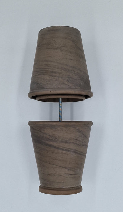 Tealight oven, table fireplace, double-walled table oven, rose pots, anthracite marbled, table decoration