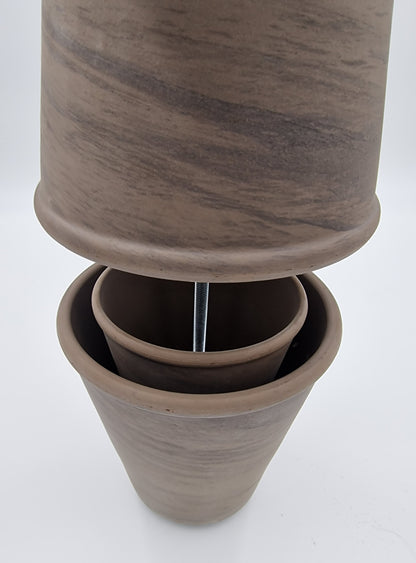 Tealight oven, table fireplace, double-walled table oven, rose pots, anthracite marbled, table decoration