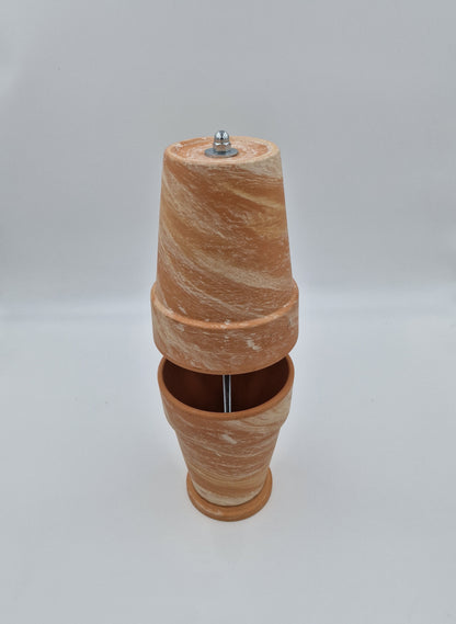 Teelichtofen Tischkamin Tischofen doppelwandig sandfarben marmoriert Tischdeko DIY