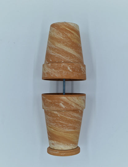 Teelichtofen Tischkamin Tischofen doppelwandig sandfarben marmoriert Tischdeko DIY