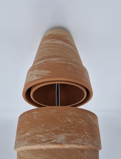 Teelichtofen Tischkamin Tischofen doppelwandig sandfarben marmoriert Tischdeko DIY