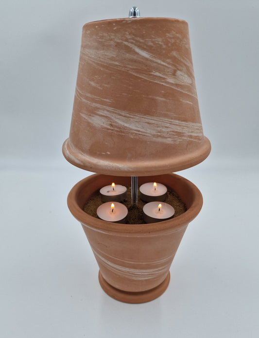 Teelichtofen Tischkamin Tischofen doppelwandig Tischdeko DIY 4 Kerzen marmoriert