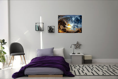 Malen nach Zahlen Erwachsene Drache 40x50 cm Paint by Numbers DIY Öl Acryl Leinwand Bild Dekoration Drachenkampf 1 Stück