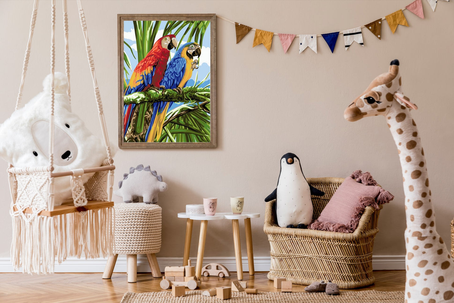 Malen nach Zahlen Erwachsene Papagei 40x50 cm Paint by Numbers DIY Öl Acryl Leinwand Bild Dekoration Ara Paar 1 Stück