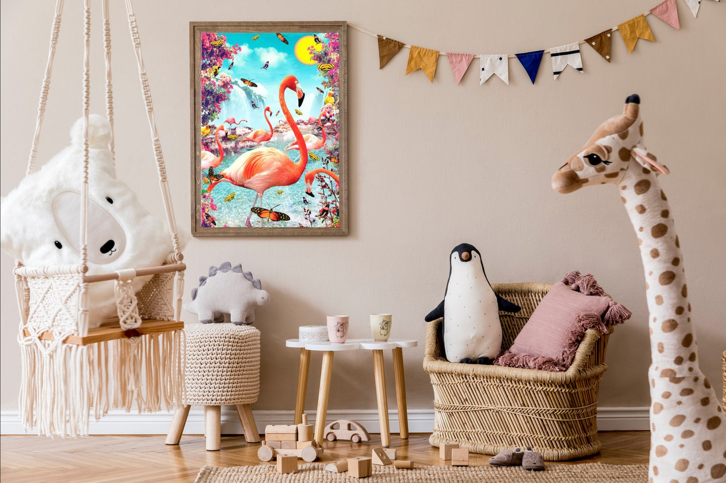Malen nach Zahlen Erwachsene Flamingo 40x50 cm Paint by Numbers DIY Öl Acryl Leinwand Bild Dekoration Tropenvogel 1 Stück