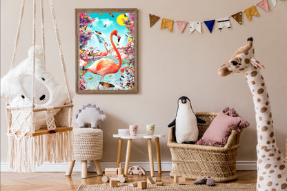 Paint by Numbers for Adults: Flamingo, 40x50 cm, DIY Oil/Acrylic Canvas Picture, Tropical Bird Decoration, 1 Piece