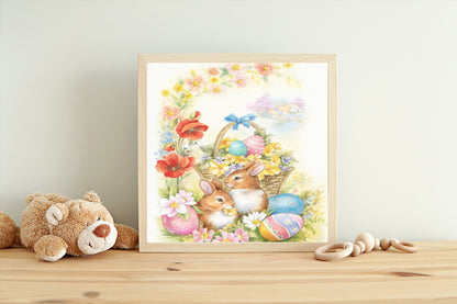 Paint by Numbers for Adults, Easter Basket 40x50 cm, DIY Oil Acrylic Canvas Picture Decoration, Easter Bunny, 1 Piece