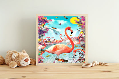 Paint by Numbers for Adults: Flamingo, 40x50 cm, DIY Oil/Acrylic Canvas Picture, Tropical Bird Decoration, 1 Piece