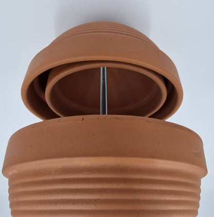 Tealight oven, table fireplace, round, double-walled, DIY table decoration, 4 candles, terracotta-colored