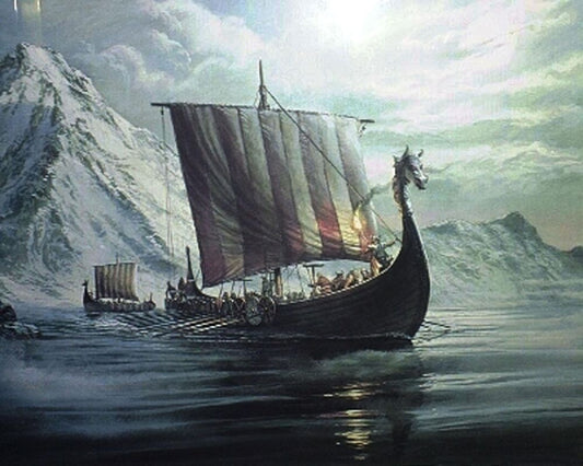 Malen nach Zahlen Erwachsene Drachenschiff 40x50 cm Paint by Numbers DIY Öl Acryl Leinwand Bild Dekoration Wikinger Viking 1 Stück
