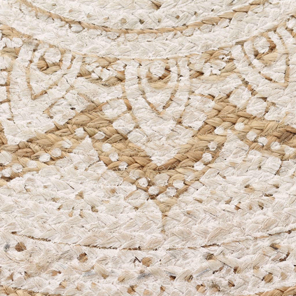 Teppich Jute geflochten 120 cm Rund Boho Retro Ethno geknüpft Mandala