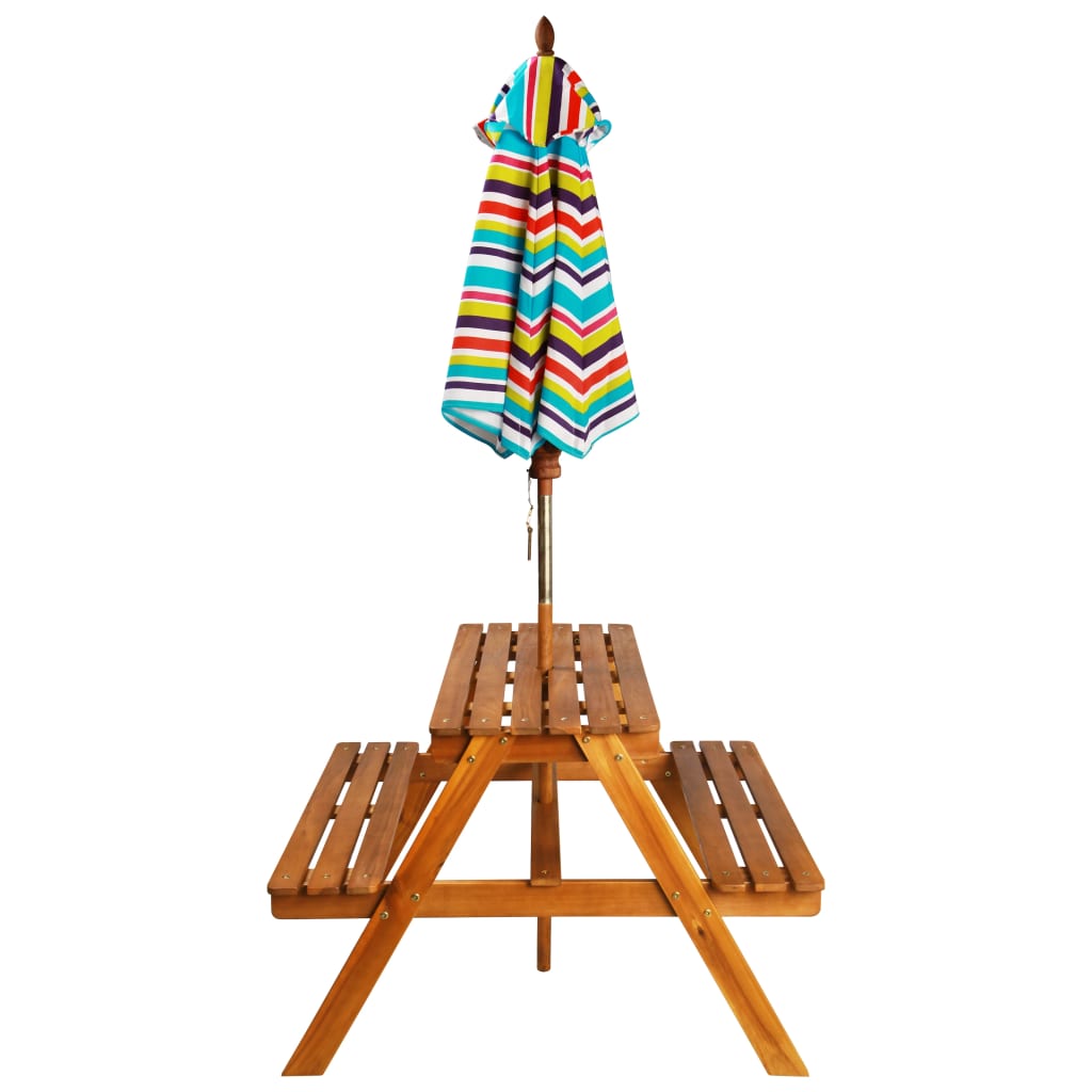 Picknicktisch Kinder Gartengarnitur Sonnenschirm 79x90x60cm Massivholz Akazie