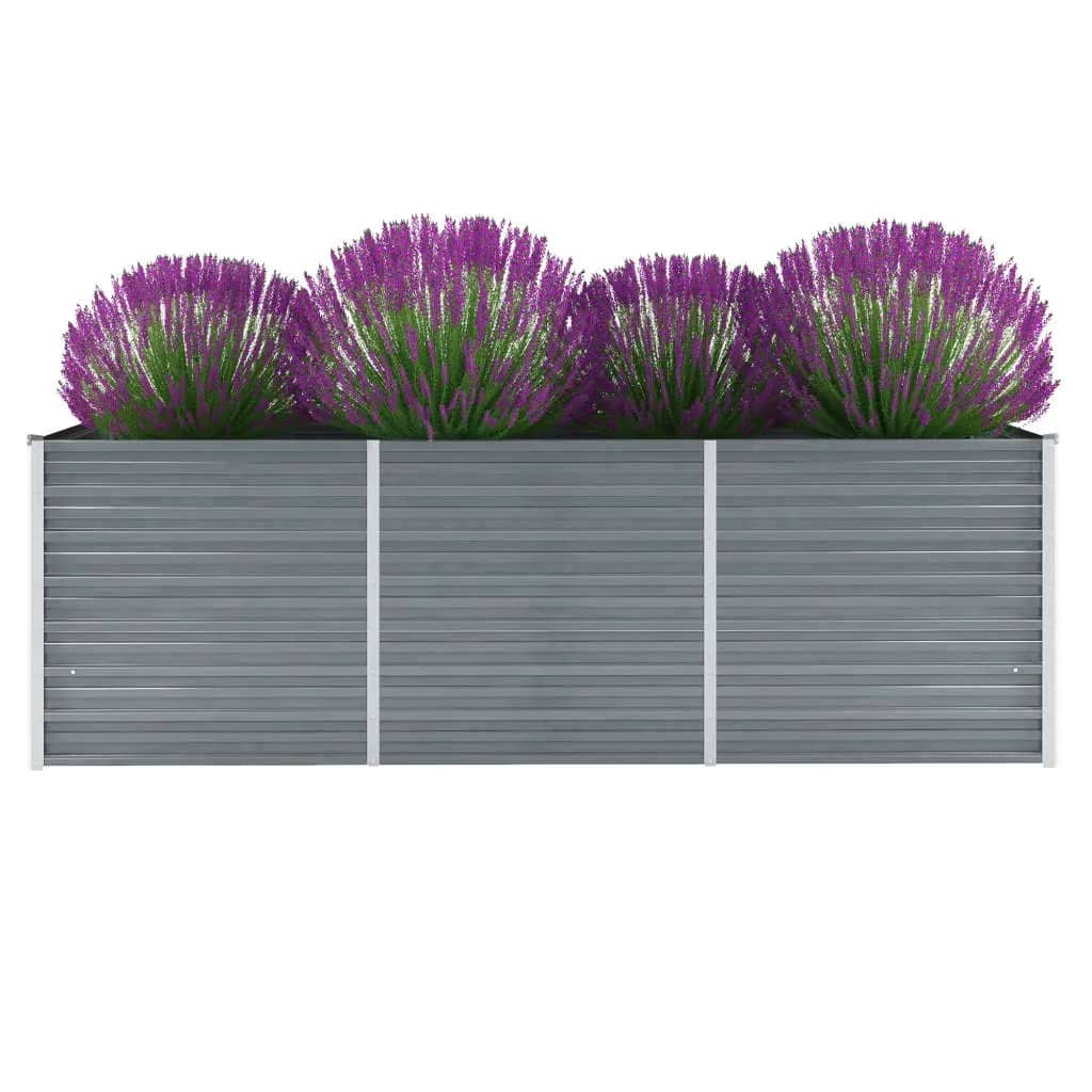 Garten-Hochbeet Verzinkter Stahl 240x80x77 cm Grau Blumenkasten Pflanzkübel