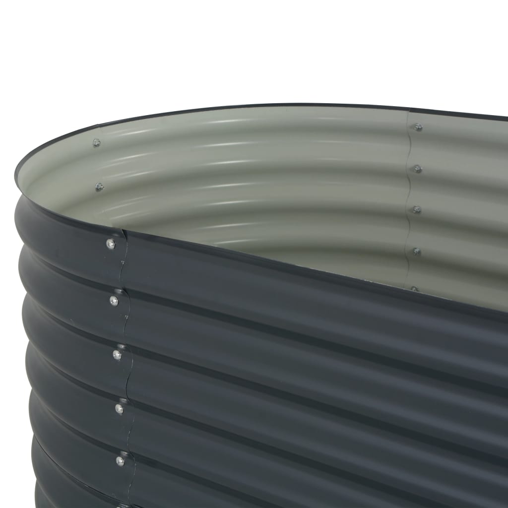 Garten-Hochbeet 160x80x81 cm Verzinkter Stahl Grau Pflanzkübel oval