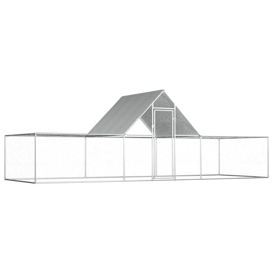 Hühnerstall 6×2×2 m Verzinkter Stahl Hühnerkäfig Auslauf Außengehege Geflügel Dach