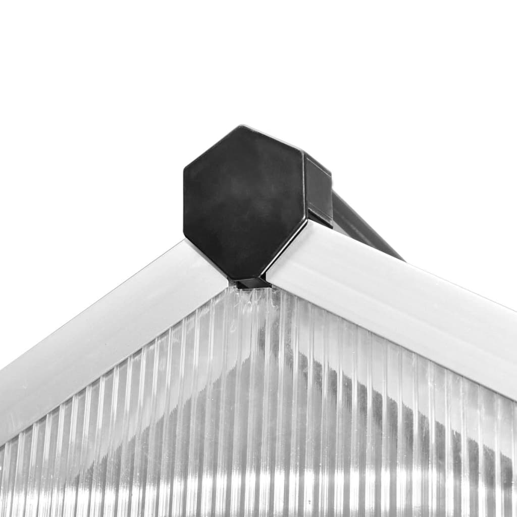 Gewächshaus verstärkt Aluminium 6,05 m² Polycarbonatplatten Silber 242 x 250 x 195 cm