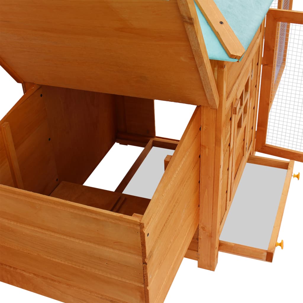 Hühnerstall Holz für Außenbereich 190x64x100cm Braun mit Nistkasten