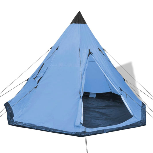 Tipi 4-Personen-Zelt Blau Camping Zelten Festival 365 x 365 x 250 cm