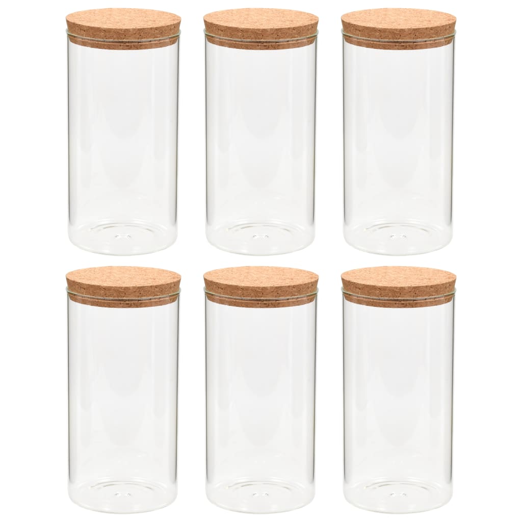 Vorratsgläser mit Korkdeckel 6 Stk. 1100 ml transparent Glas