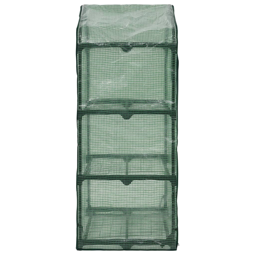 Mini-Gewächshaus 3 Regale 69 x 49 x 125 cm mit Rolltür Grün Foliengewächshaus