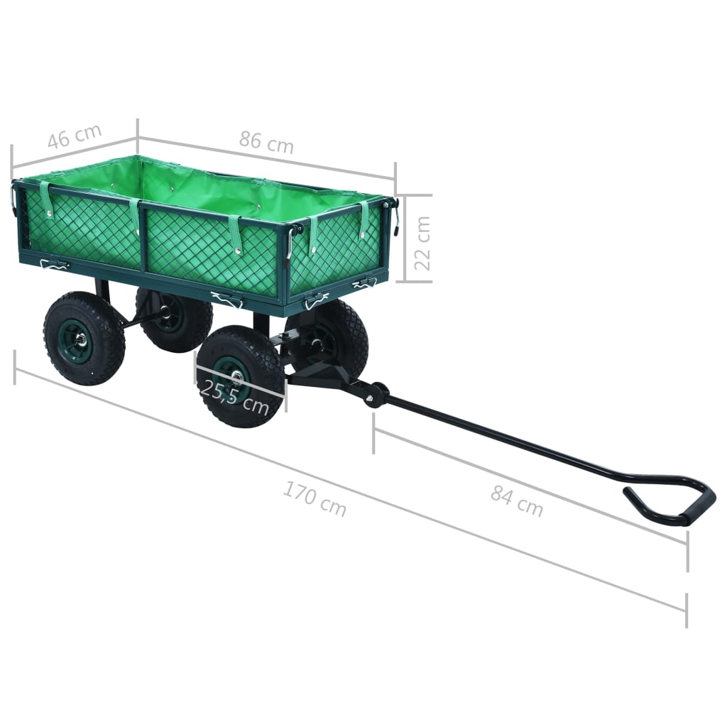 Gartenwagen 250 kg Stahl 86 x 46,5 x 97 cm Handwagen Transportkarre Grün