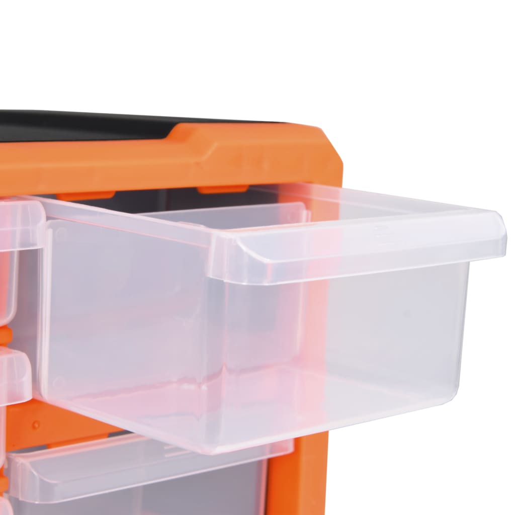 Multi-Schubladen-Organizer mit 22 Schubladen 49x16x25,5 cm Orange Schwarz Werkzeugkasten
