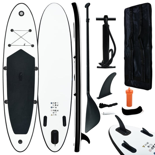 SUP Stand Up Paddle Board Set Schwarz Weiß 330 cm Surfboard aufblasbar