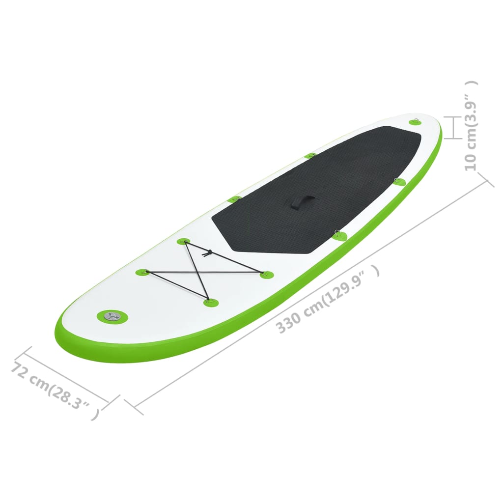 Stand Up Paddle Board Set aufblasbar Grün Weiß SUP Surfboard Paddel 330 cm