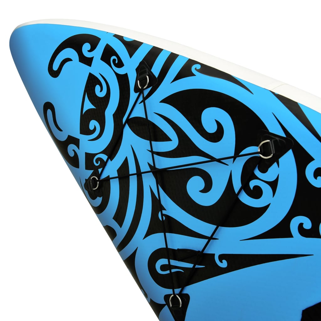 SUP Stand Up Paddle Board Set 305x76x15 cm Blau aufblasbar mit Pumpe Surfboard Paddel