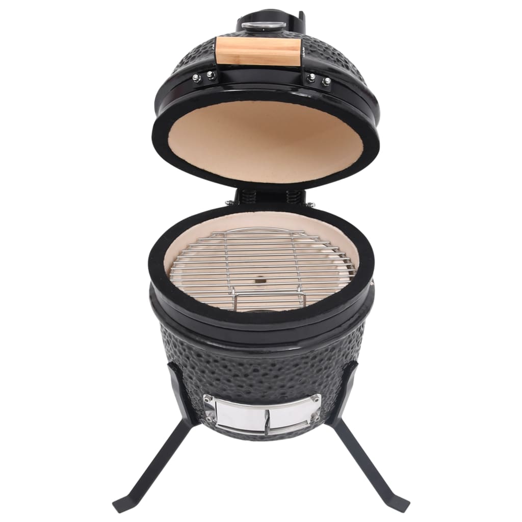 Kamado Barbecue Grill und Smoker Keramik 56 cm Temperaturanzeige Schwarz BBQ