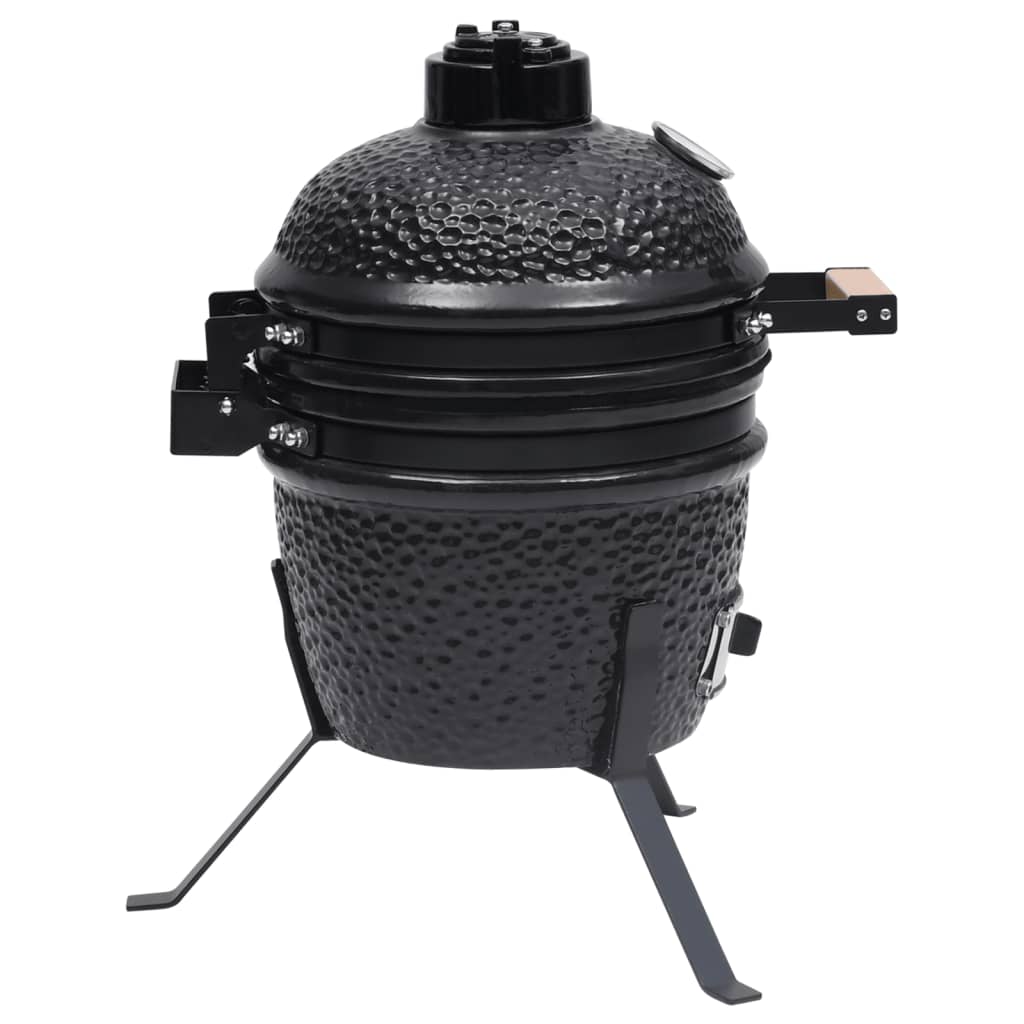 Kamado Barbecue Grill und Smoker Keramik 56 cm Temperaturanzeige Schwarz BBQ