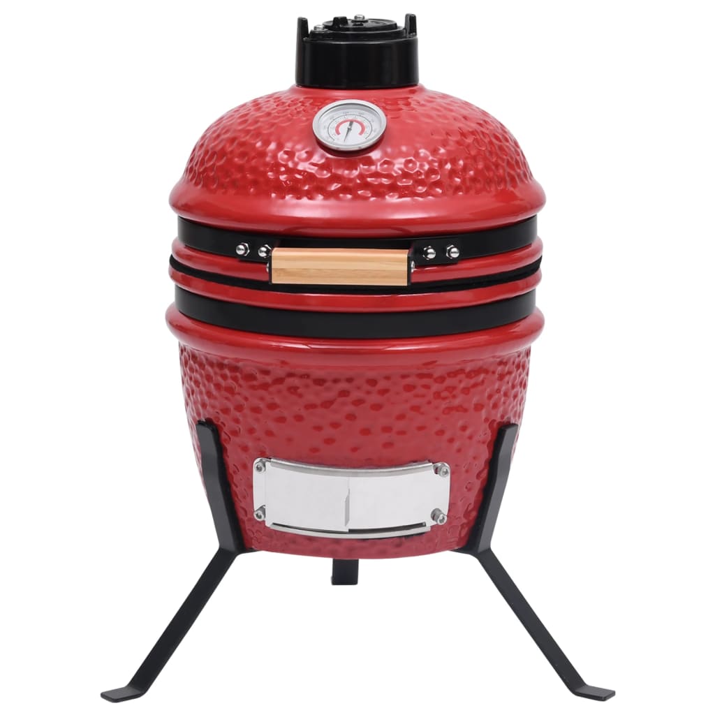 Kamado Barbecue Grill und Smoker Keramik 56 cm Temperaturanzeige Rot BBQ