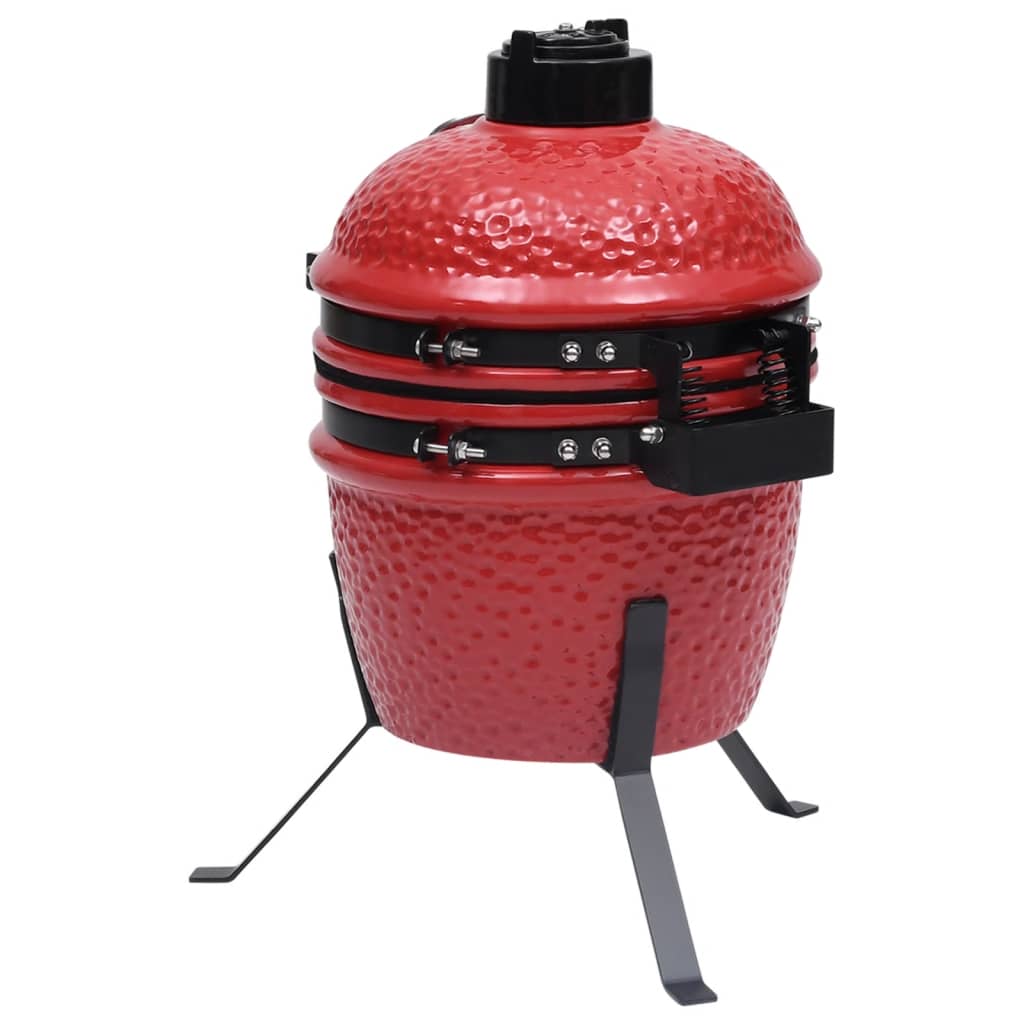 Kamado Barbecue Grill und Smoker Keramik 56 cm Temperaturanzeige Rot BBQ