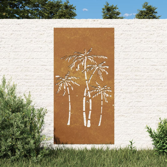 Garten Wanddekoration 105x55 cm rusty Cortenstahl Design Palmen