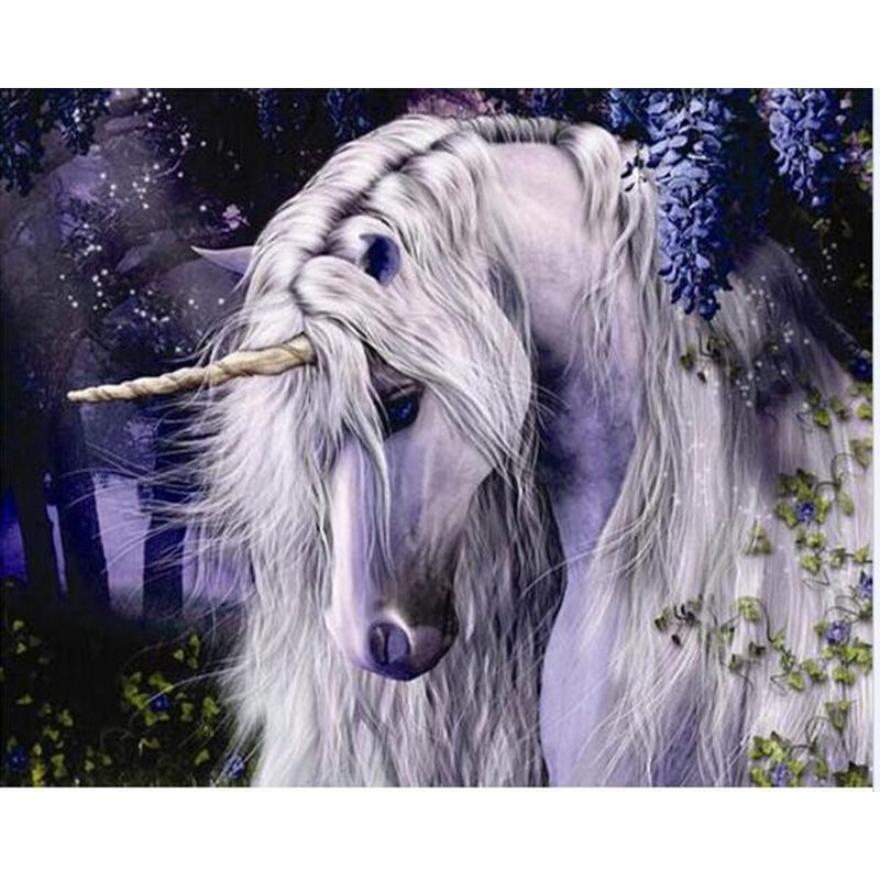 Malen nach Zahlen Erwachsene Einhorn 40x50 cm Paint by Numbers DIY Öl Acryl Leinwand Bild Dekoration Unicorn Night 1 Stück