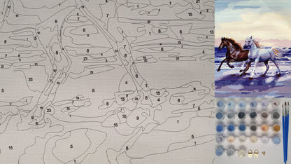 Malen nach Zahlen Erwachsene Pferde am Strand 40x50 cm Paint by Numbers DIY Öl Acryl Leinwand Bild Dekoration Horses Beach ohne Rahmen