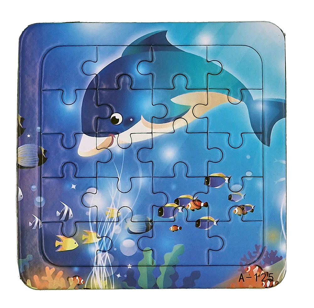 3er Set Kinderpuzzle Tiere je 20 Teile Kuh Delfin Giraffe ab 3 Jahren Rahmenpuzzle 13,5x13,5 cm