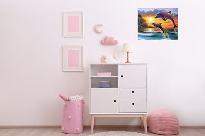 Diamond Painting DIY 5D Diamantmalerei Delfine am Strand 30x40 cm Gemälde Wanddekoration Gemälde Freizeitspaß Erwachsene Jugendliche