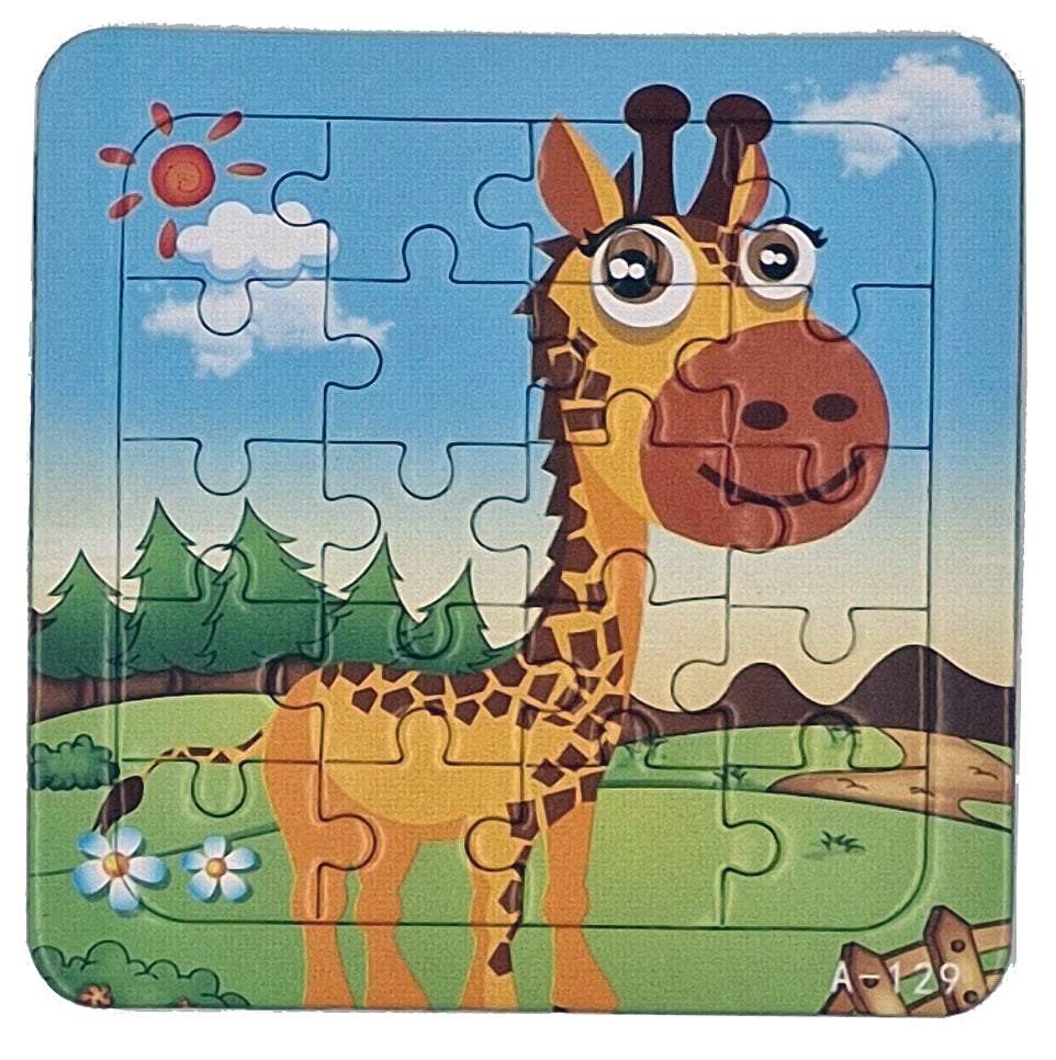 5er Set Kinderpuzzle Tiere je 20 Teile Löwe Kuh Biene Zebra Giraffe ab 3 Jahren Rahmenpuzzle 13,5x13,5 cm