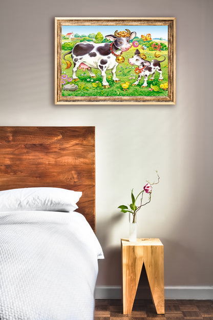 Paint by Numbers Adult Cows in a Meadow 40x50 cm Paint by Numbers without Frame DIY Oil Acrylic Canvas Picture Decoration Calf Pasture